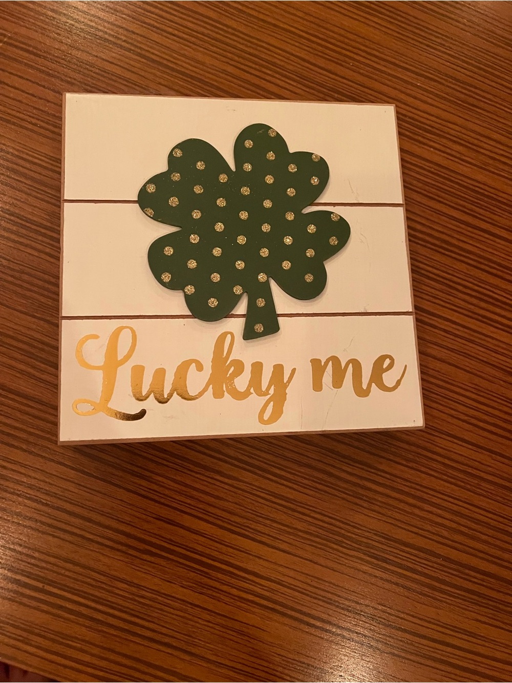 Lucky Me Shamrock Wall Sign - Green and Gold